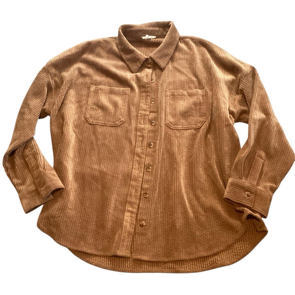 Maurices Tan Corduroy Button Down Lightweight Shacket, Size‎ XL - Picture 9 of 9